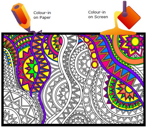 click 'n' colour: 
Colour-in on paper; 
Colour-in on screen; 
download coloring designs and artwork